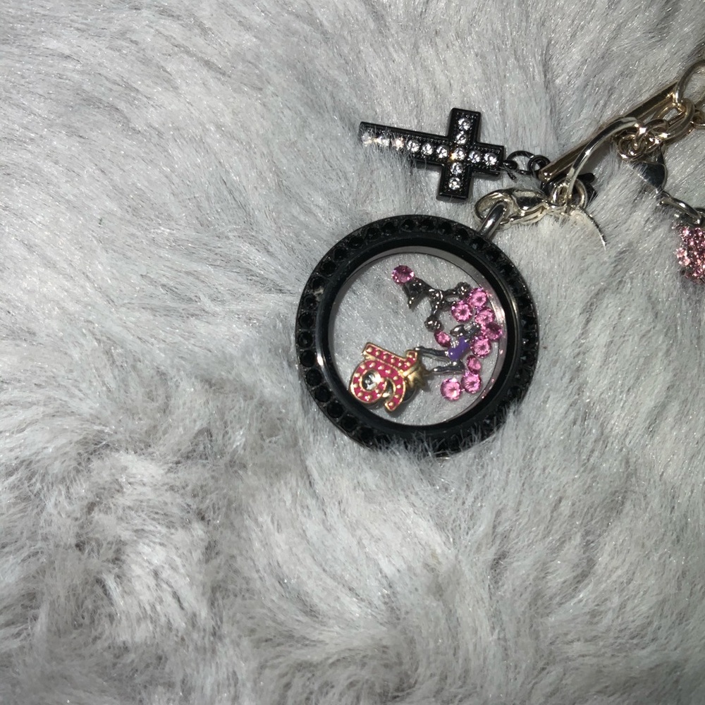 Sweet 16 origami Owl necklace with charms